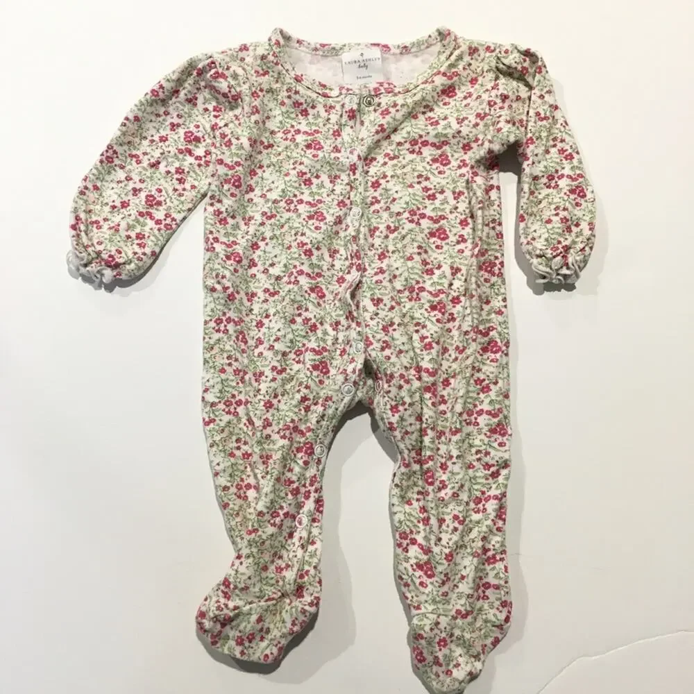 Laura Ashley Baby Girl Romper sz 3-6 Sleeper One Piece